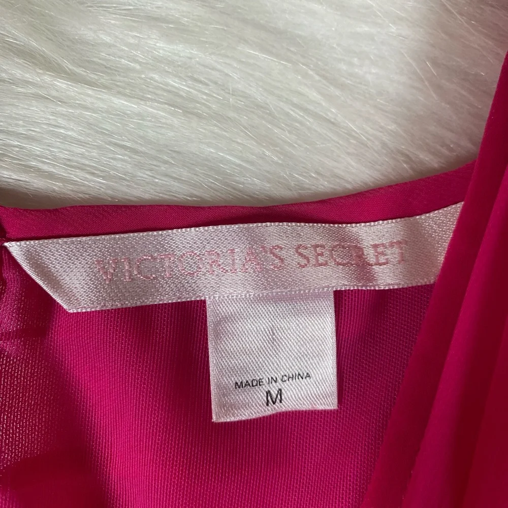 Victoria’s Secret Babydoll Chemise Hot Pink sz M Lingerie Sheer Sexy VS